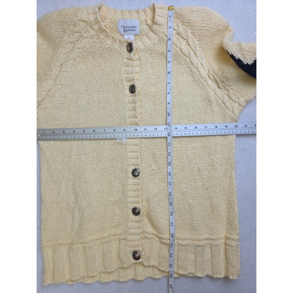 Vintage 2001 Cable Knit Star Sweater Silver Buttons Cardigan Christopher Banks L - Picture 9 of 10